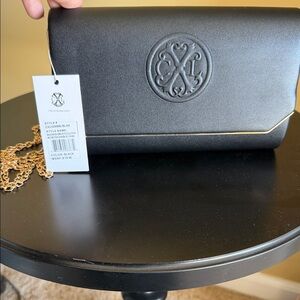 Chic Black Clutch with Gold Chain